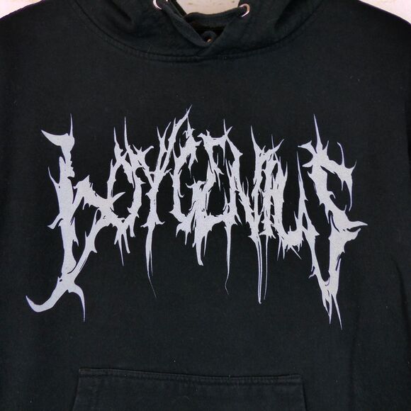 BoyGenius Band Hoodie Mens M Black Always An Angel Never A God Rock Indie Merch - Picture 4 of 10